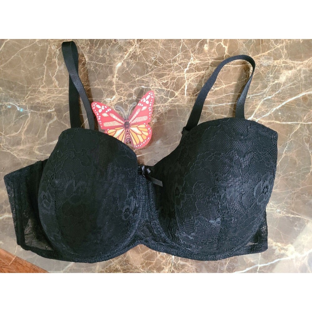 Dreamwear Love Your Curves Size 42C Black Lined Full Figure Wire Womens lace Bra
